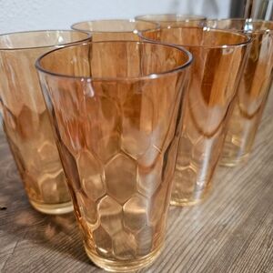Vintage Jeannette Peach/Amber Luster Tumbler Set